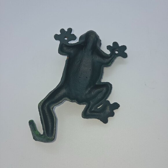 Cast Iron Green Decorative Climbing Tree Frog Wall Hanging - Picture 3 of 3